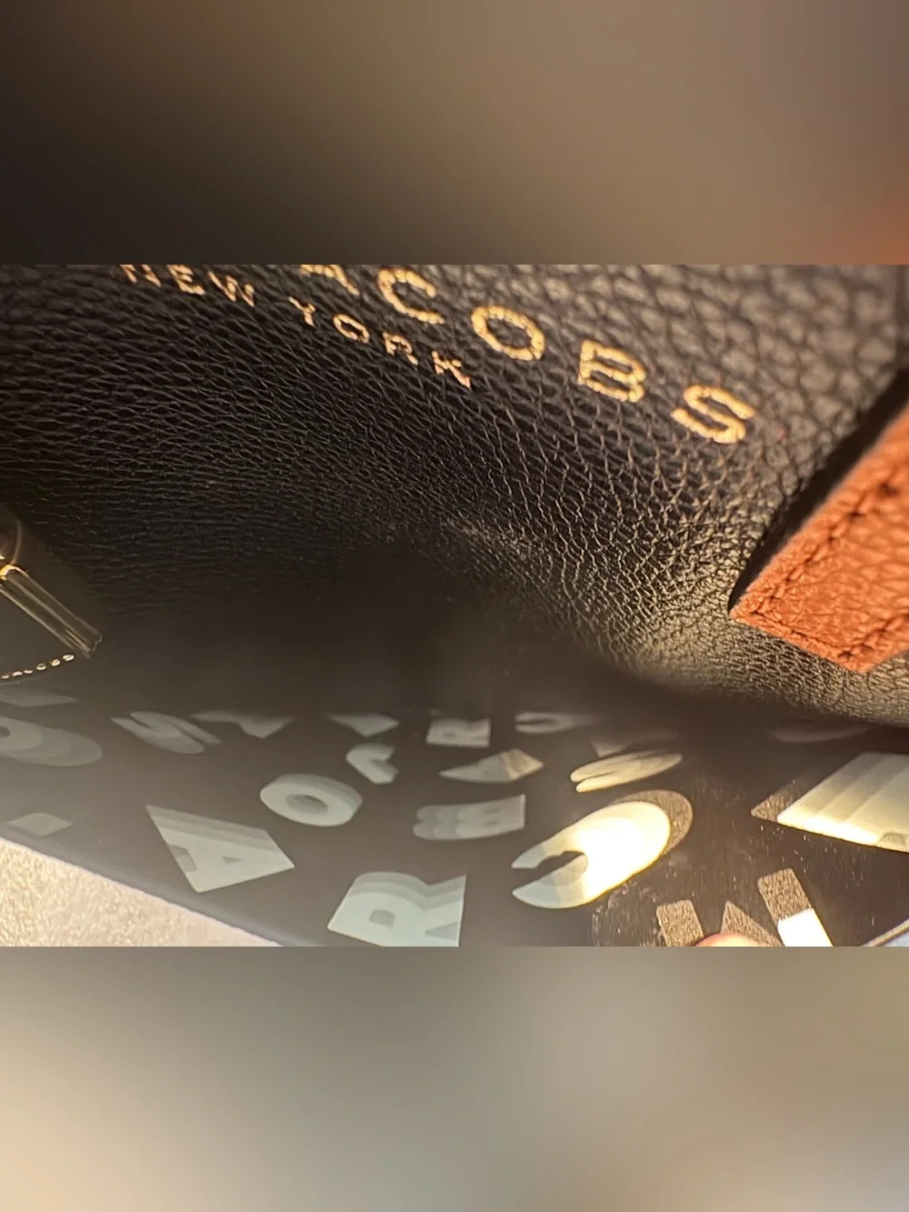 Marc Jacobs Black & Cream Leather Tote with Tan Accents